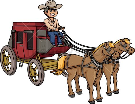 Man Riding Old West Stagecoach Cartoon Clipart Vector - FriendlyStock