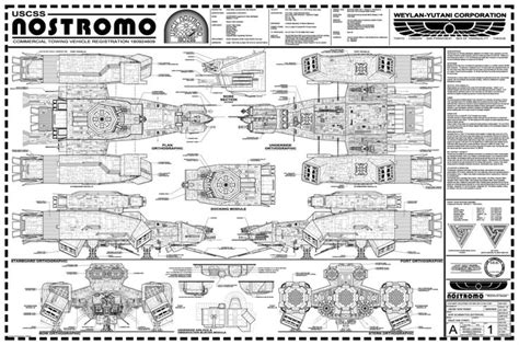 The USCSS Nostromo from 20th Century Fox's 'ALIEN'. This particular blueprint was included in ...