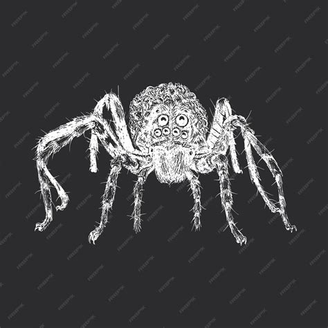 Premium Vector | Wolf spider vintage illustration in engraving style hand drawn sketch in vector ...