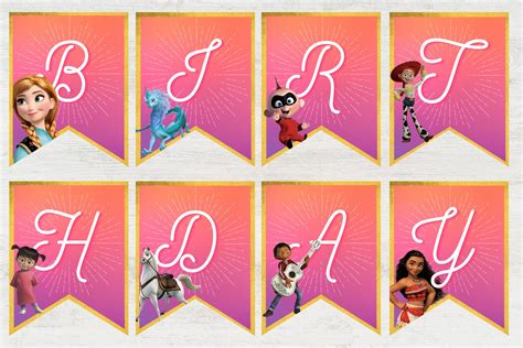 Disney Character Themed Birthday Banner Digital DIY Printable | Etsy