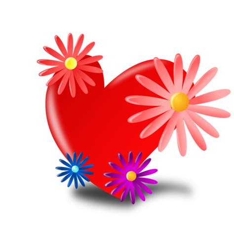 Heart with flowers vector image | Public domain vectors