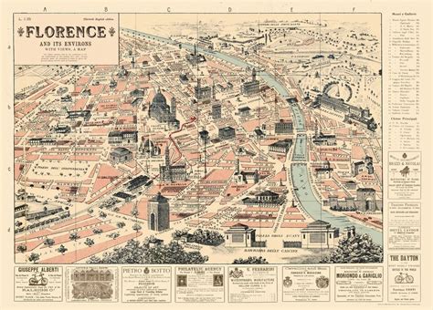 Vintage Map Posters | Florence map, Map, Map poster