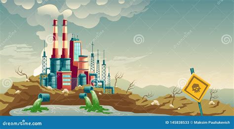 Industrial Pollution of Environment Cartoon Vector Stock Vector - Illustration of dispose ...