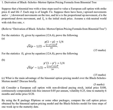 1. Derivation of Black-Scholes-Merton Option Pricing | Chegg.com