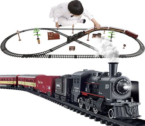 Electric Classical Train Sets With Steam Locomotive Engine, Cargo Car ...