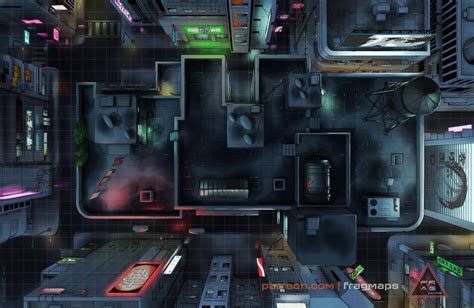 The Old Rooftop - Cyberpunk City [Battle Maps] : battlemaps