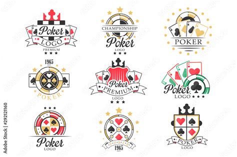 Poker logo set, vintage emblems for poker club, casino, championship vector Illustrations on a ...