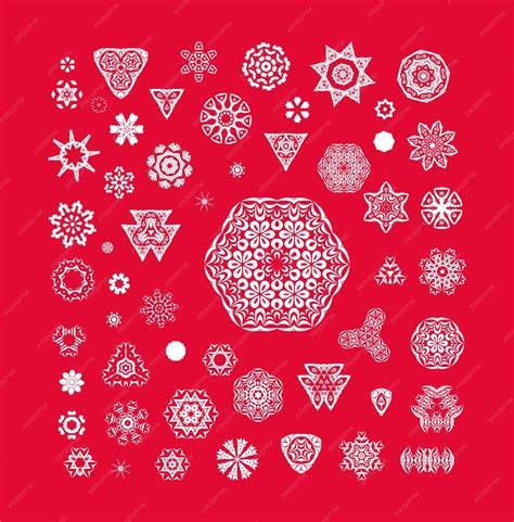 Premium Vector | Set of christmas white snowflakes