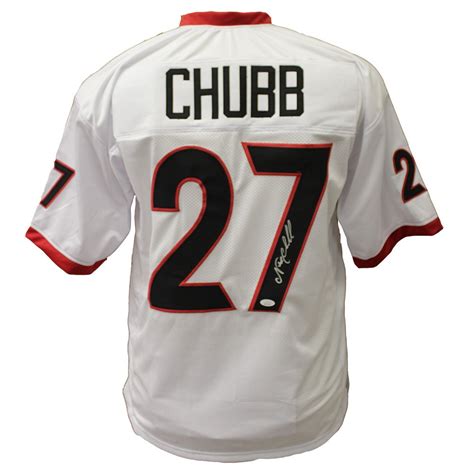 Nick Chubb Georgia Bulldogs Autographed Signed White Jersey - JSA Certified