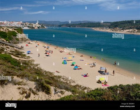 Portugal, the Alentejo, Vila Nova de Milfontes, one of the beaches in ...