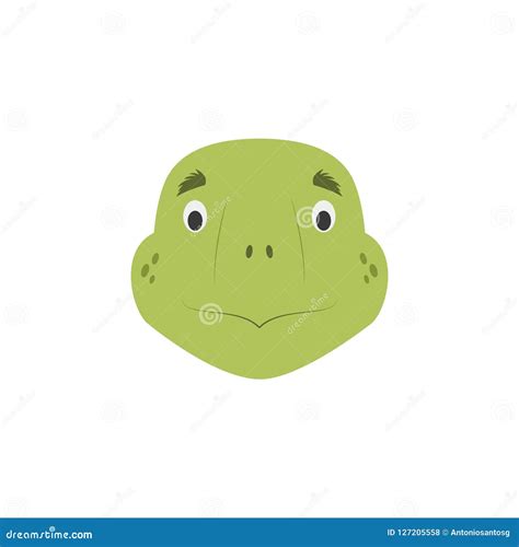 Turtle Face in Cartoon Style for Children. Stock Vector - Illustration ...