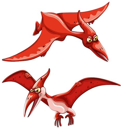 Dos dinosaurios voladores rojos | Vector Gratis