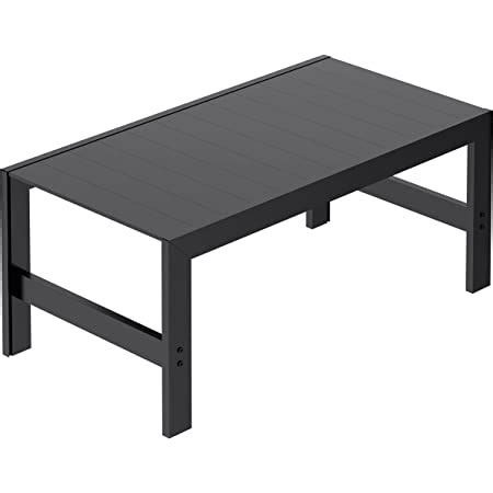 Amazon.com: ABBLE Indoor Outdoor Coffee Table, Patio Steel Slat Rectangle Table, for Bedroom ...