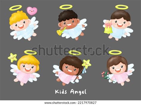 Kids Angel Watercolor Clipart Children Angel Stock Vector (Royalty Free ...