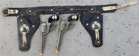 Vintage 1950s Hopalong Cassidy Toy Guns Holster Set Leather Pair Cowboy SCHMIDT -- Antique Price ...