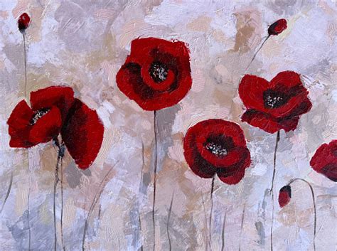 Poppy Flowers Acrylic Painting Stock Illustration - Download Image Now ...