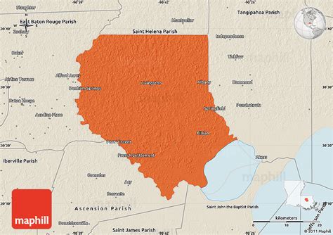 Political Map of Livingston Parish, shaded relief outside