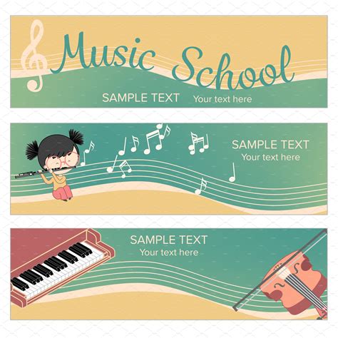 Musical instrument banner template | Card Templates ~ Creative Market