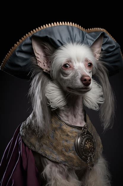 Premium AI Image | Chinese crested dog in historical costume