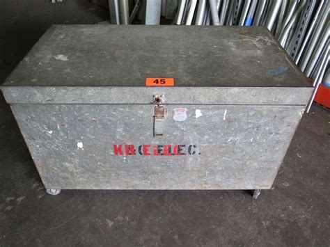 Large Metal Storage Trunk/Box on Wheels - 45"X24"X28" tall - Oahu Auctions