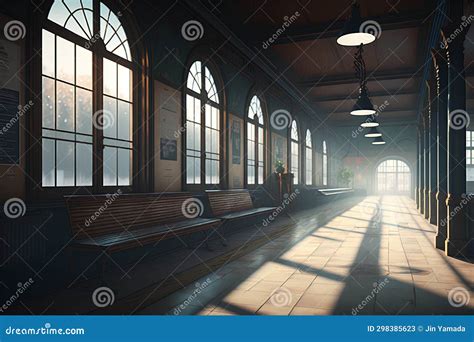 Luxury Interior of an Old Train Station. 3d Rendering Stock ...