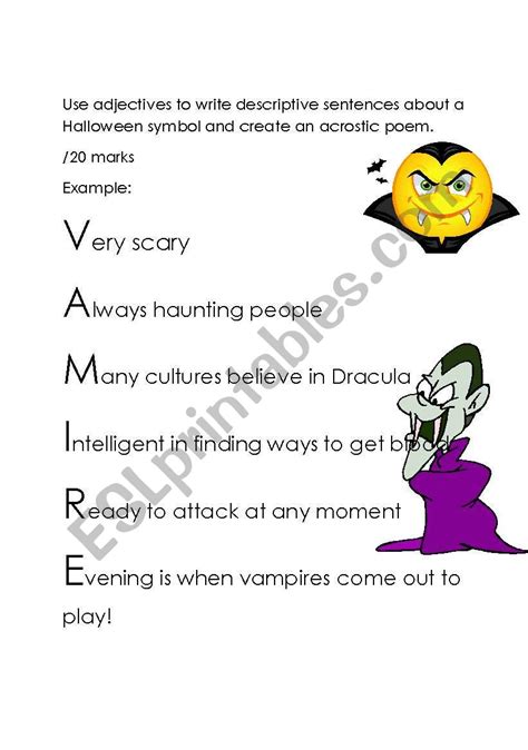 Acrostic Halloween Poems Worksheets – AlphabetWorksheetsFree.com