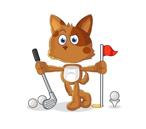 Premium Vector | Dog playing golf vector cartoon character