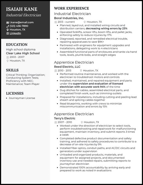 5 Industrial Electrician Resume Examples for 2024