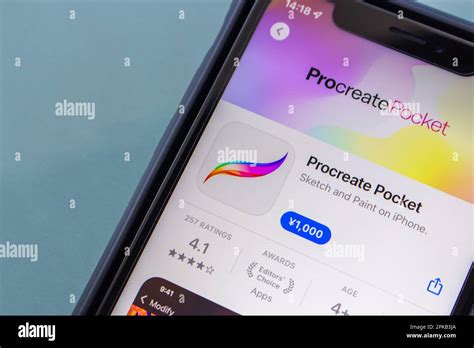Procreate Pocket app seen in an App Store on iPhone screen. Procreate ...