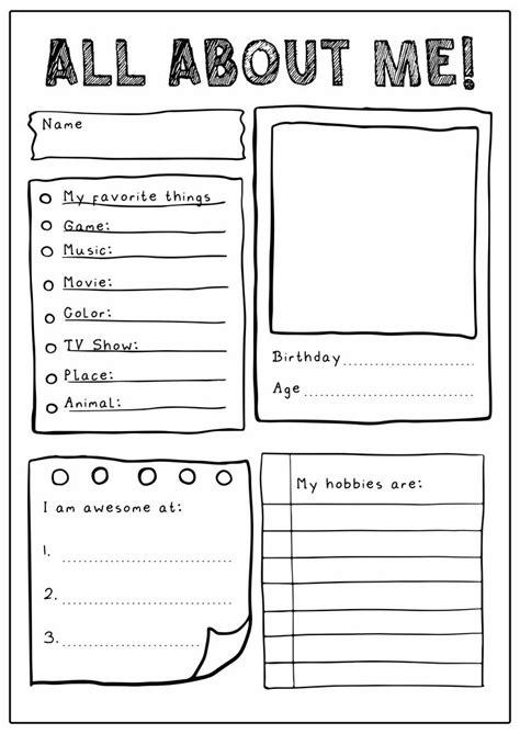 15 All About Me Worksheets First Day Of School | All about me worksheet, About me template, All ...