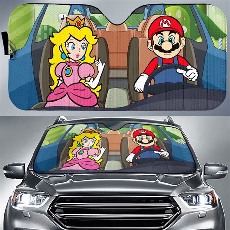 Mario and Princess Peach Car Sun Shade Super Mario Car - Etsy