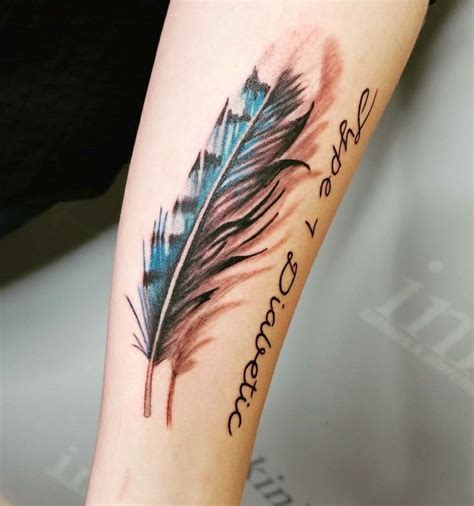 Realistic blue jay feather tattoo | Feather tattoo black, Blue jay ...