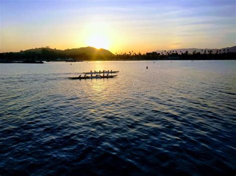 Stunning Sunset View Taken from Stearns Wharf Santa Barbara. Stock ...