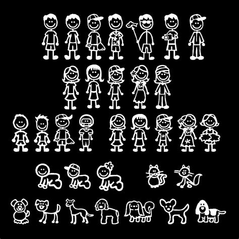 Details about Stick Figure Family Vinyl Decal Sticker Custom Personal Car Window Dad Mom Pet ...