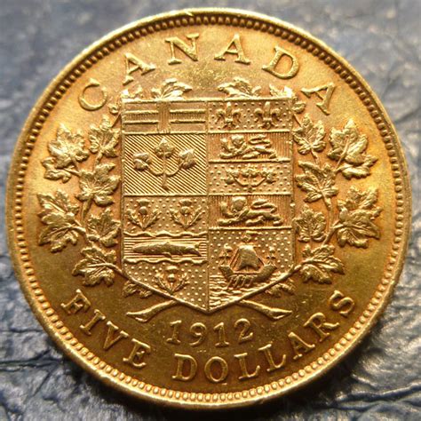 Canadian gold coin 5 dollars 1912 CO1458