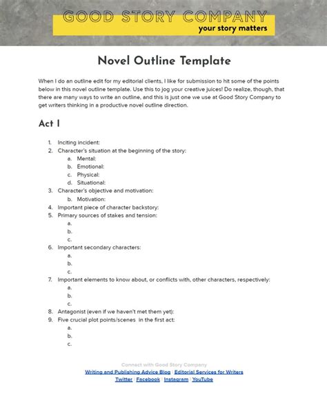 Outlining A Novel Template