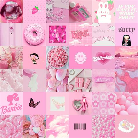 60 DIGITAL Pink Aesthetic Collage Kit Pink Photo Wallpaper - Etsy UK