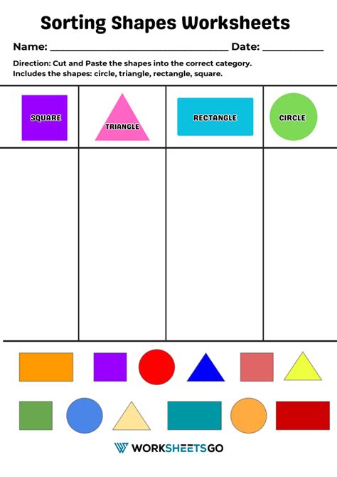 Shape Sorting Worksheets