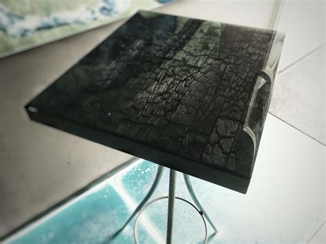 Burnt wood top with epoxy resin. Ccoating by genesispd.nl | Resin furniture, Epoxy wood table ...