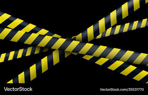 Many blank black and yellow caution tape Vector Image