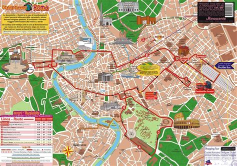 Map Of Rome Tourist Attractions, Sightseeing & Tourist Tour - Printable Walking Map Of Rome ...