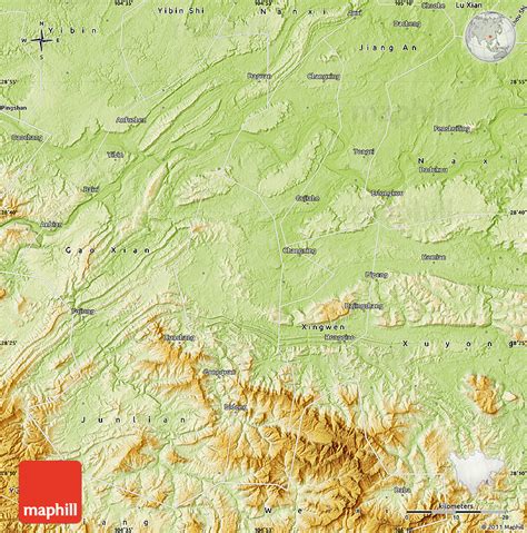 Physical Map of Changning