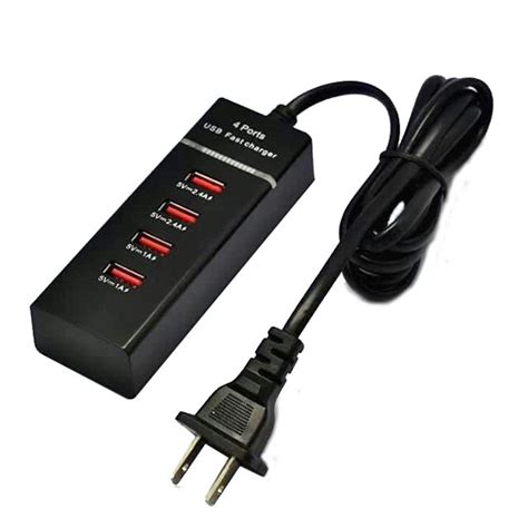 4-Port USB Wall Charger with Cable Multi USB Charging Station with iSmart Technology for Fast ...