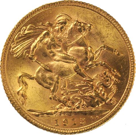 1915 Gold Sovereign George V St George London Mint