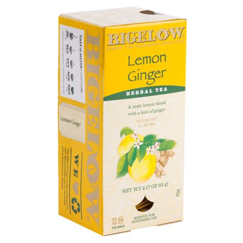 Bigelow Lemon Ginger Herbal Tea Bags - 28/Box