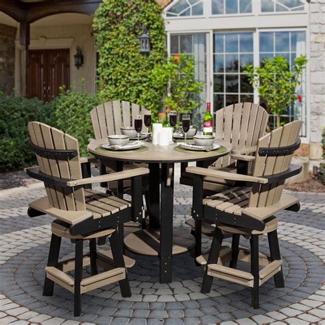 Amish Leisure Lawns Poly Balcony Table Set with Four Swivel Chairs