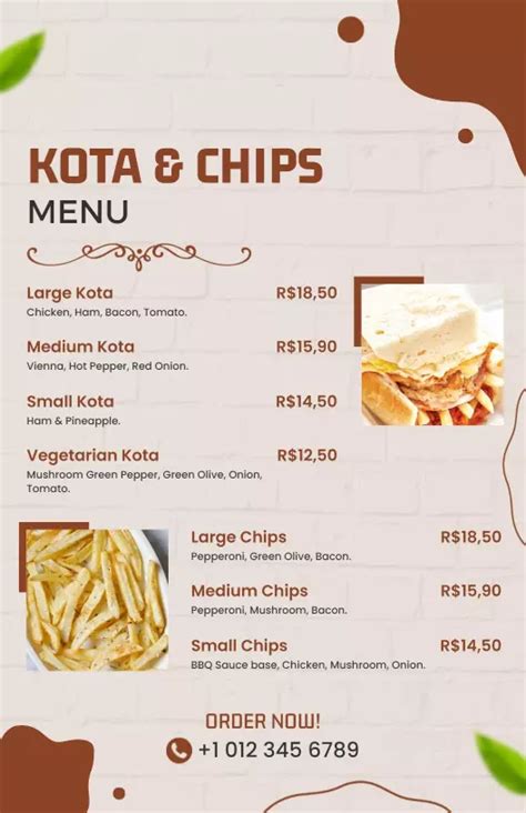 Kota Menu Templates - Customize & Download (Free)