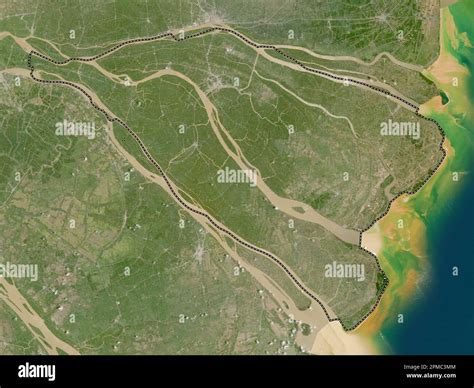 Ben Tre, province of Vietnam. Low resolution satellite map Stock Photo ...