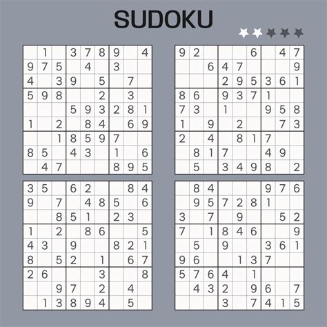 Set of Vector Sudoku puzzles. Easy level. Jigsaw with numbers. Educational game for kids or ...