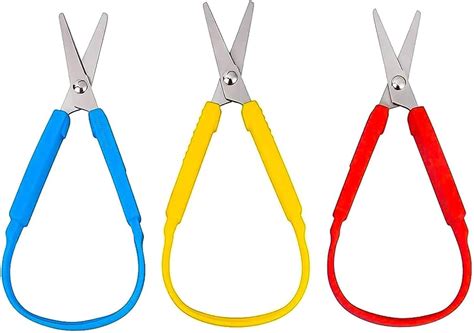 3PCS Mini Loop Scissors for Children and Teens, 7 Inches Colorful Looped Scissor, Adaptive ...